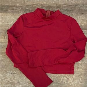 Red Long Sleeve Crop Top